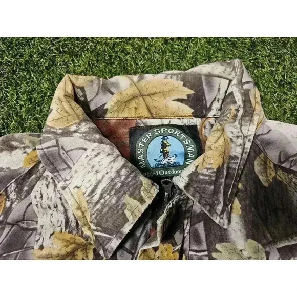 Master Sportsman Jacket Mens XL Green Camo Bomber Zip Up Hunting Rugged Leaves - Picture 3 of 8